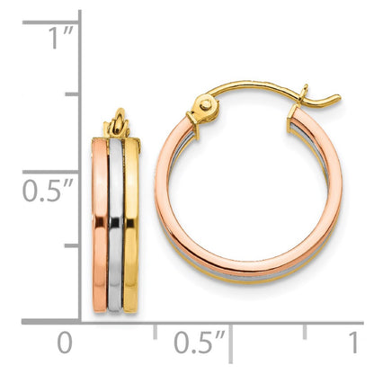 14K Tri-Color Tri Color Hoop Earrings