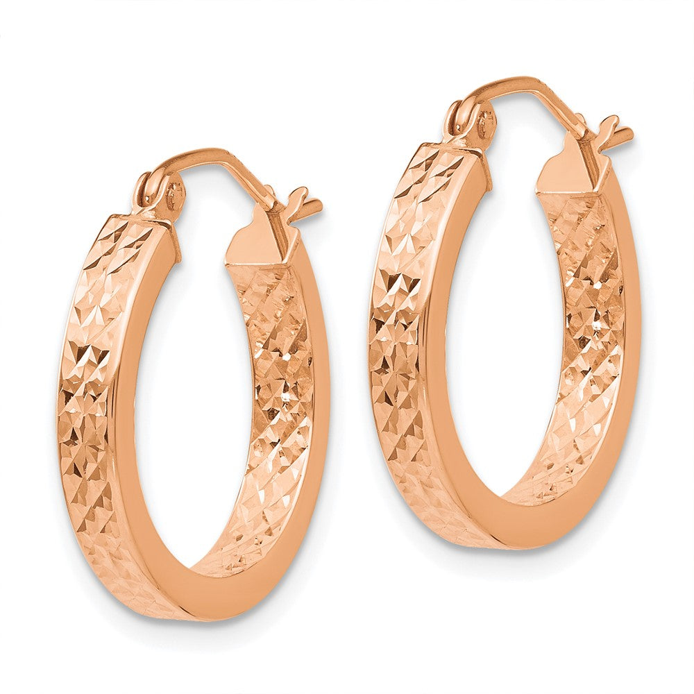 14K Rose Gold Diamond Cut In And Out Hoop Earrings