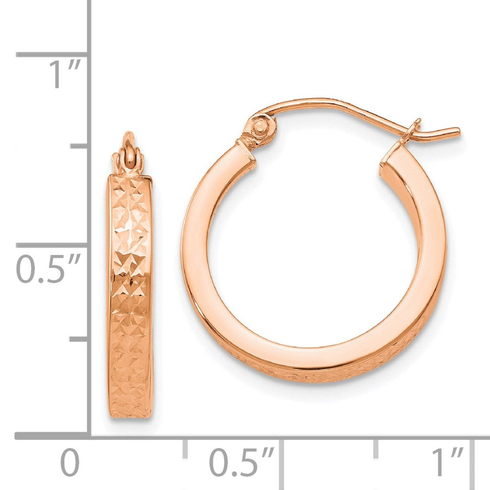 14K Rose Gold Diamond Cut In And Out Hoop Earrings