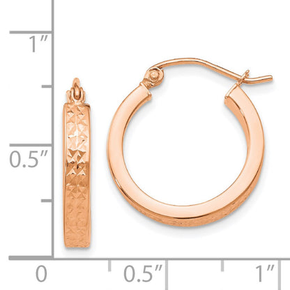 14K Rose Gold Diamond Cut In And Out Hoop Earrings