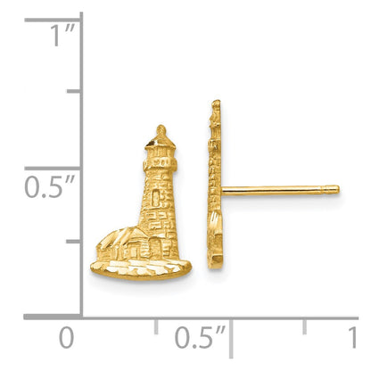 14K Yellow Gold Diamond-Cut Lighthouse Earrings