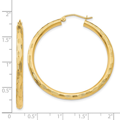 14K Yellow Gold Diamond-Cut Hoop Earrings