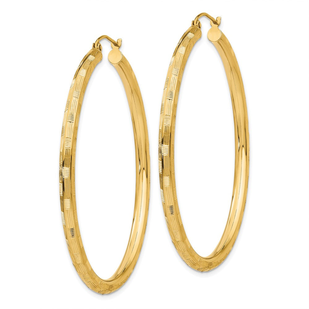 14K Yellow Gold Diamond-Cut Hoop Earrings