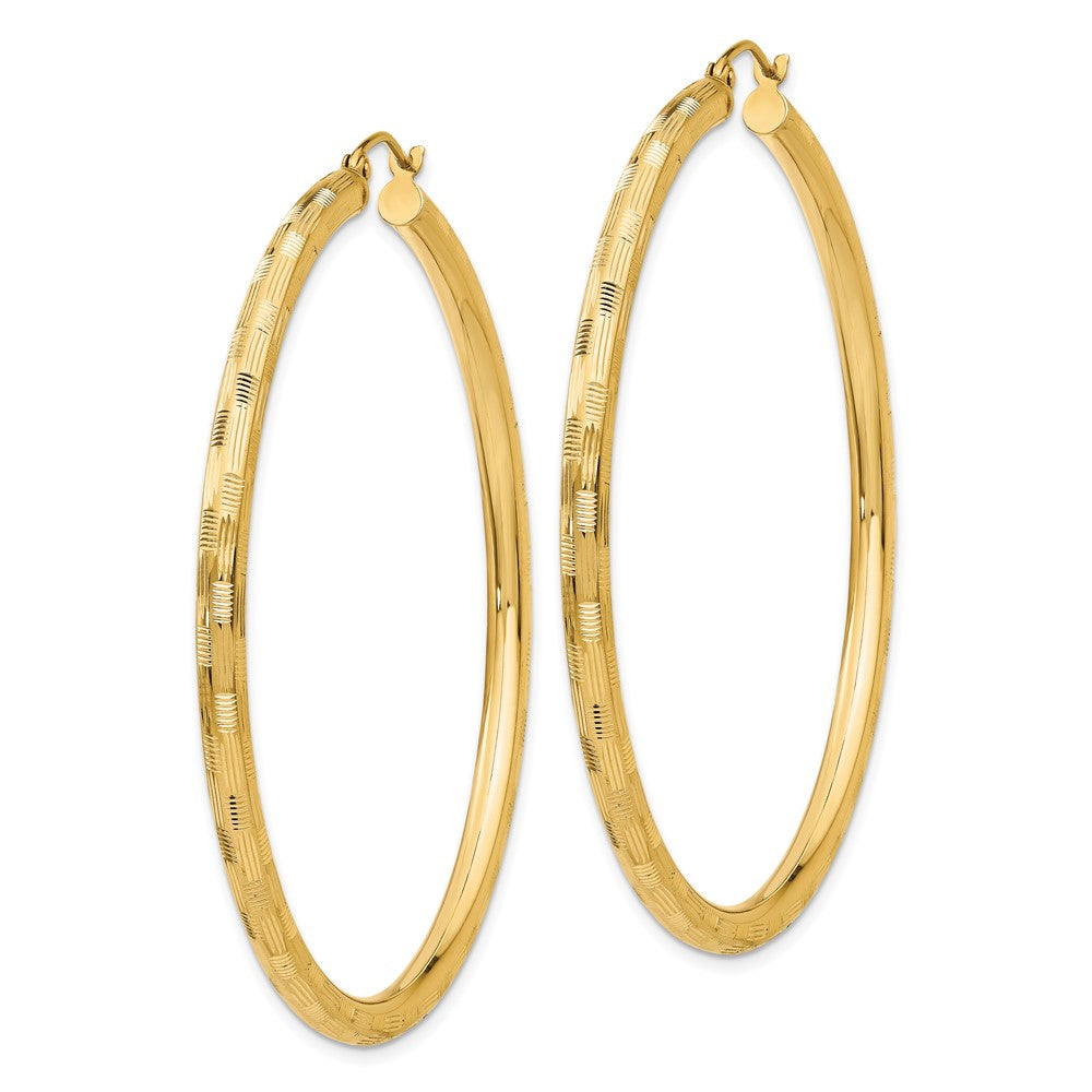 14K Yellow Gold Diamond-Cut Hoop Earrings
