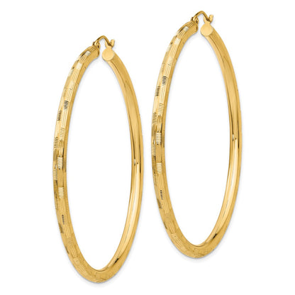 14K Yellow Gold Diamond-Cut Hoop Earrings