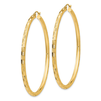 14K Yellow Gold Diamond-Cut Hoop Earrings