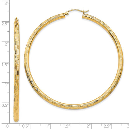 14K Yellow Gold Diamond-Cut Hoop Earrings