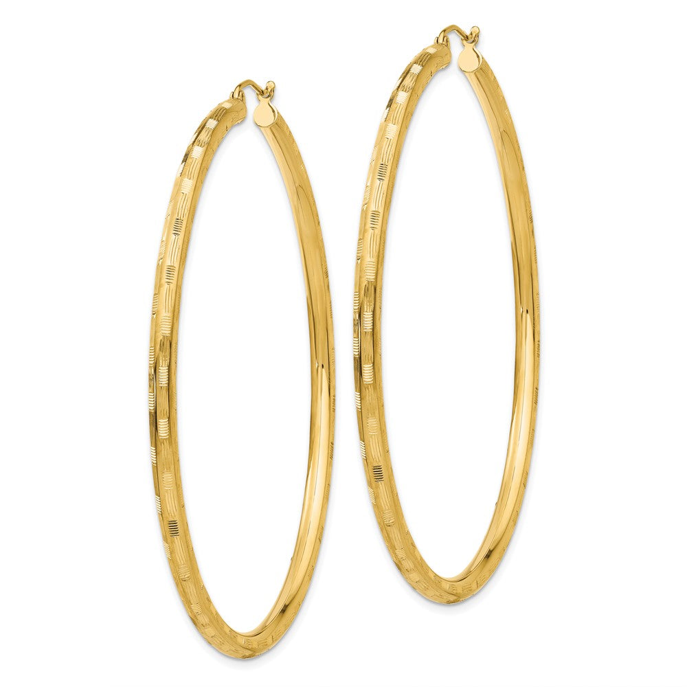14K Yellow Gold Diamond-Cut Hoop Earrings
