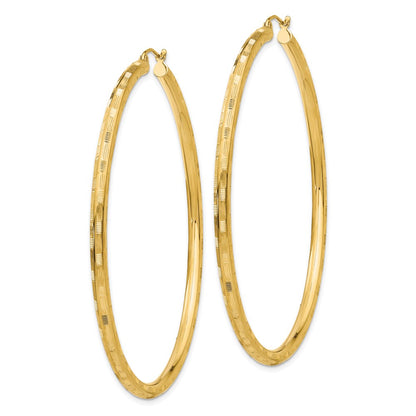 14K Yellow Gold Diamond-Cut Hoop Earrings