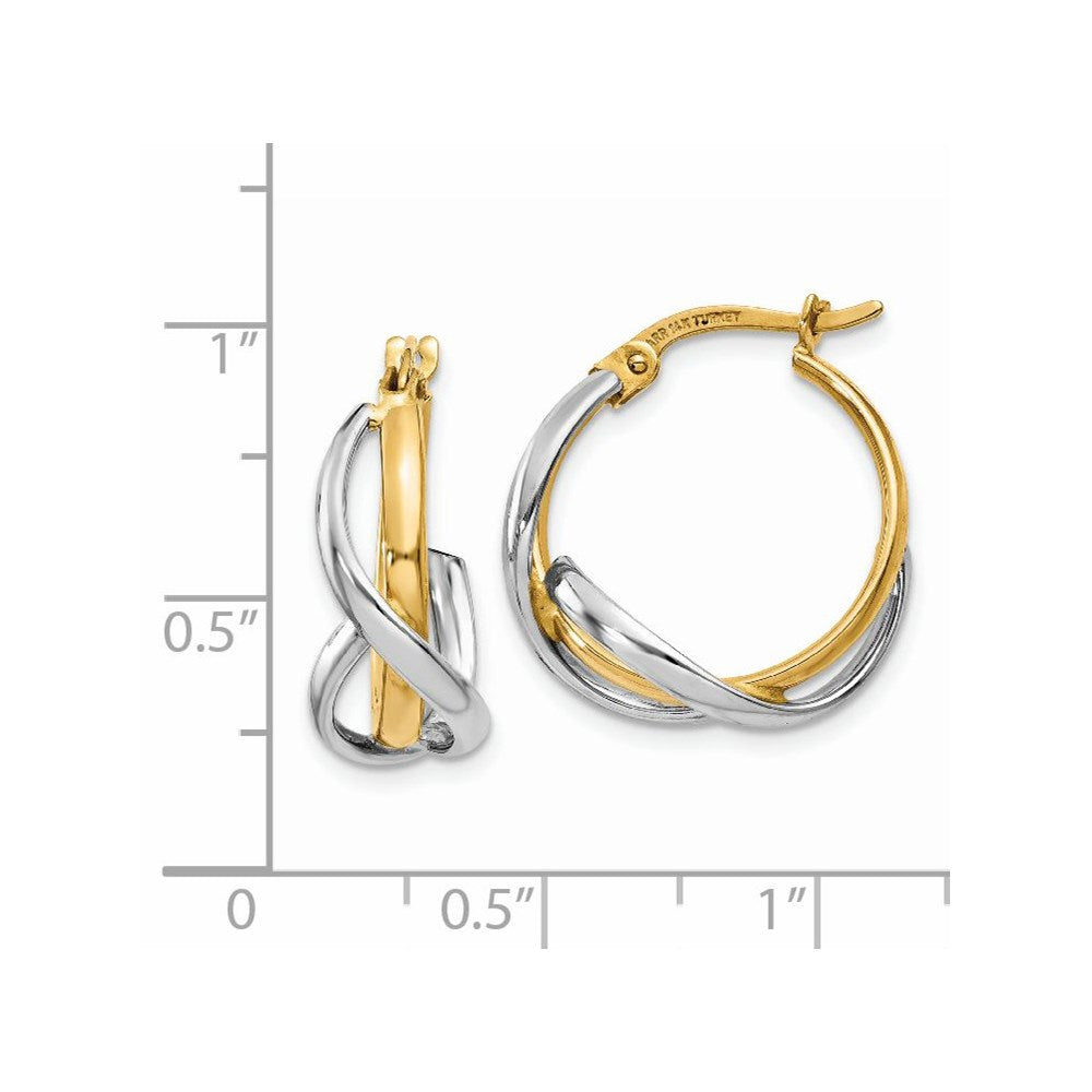 14K Two-Tone Polished Twisted Hoop Earrings