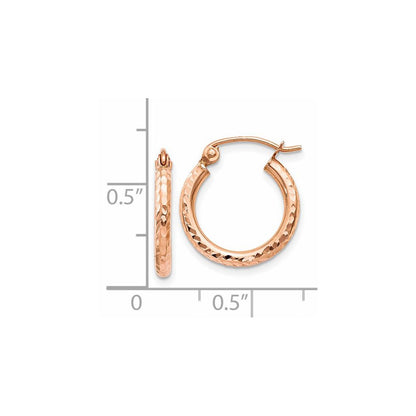 14K Rose Gold Lightweight Diamond-Cut Hoop Earrings