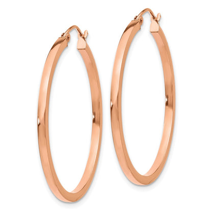 14K Rose Gold Lightweight Square Tube Hoop Earrings