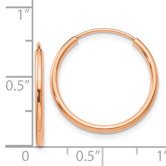 14K Rose Gold Polished Endless Tube Hoop Earrings