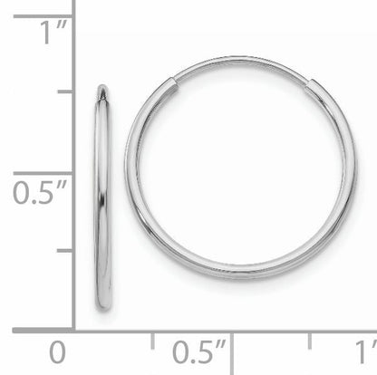 14K White Gold Polished Endless Tube Hoop Earrings