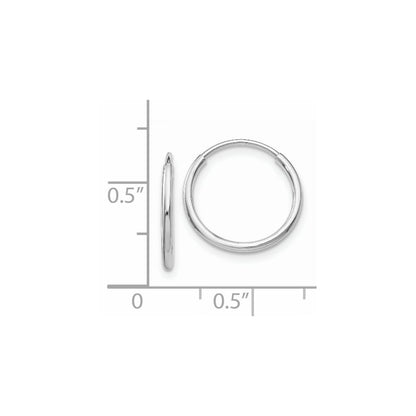 14K White Gold Polished Endless Tube Hoop Earrings