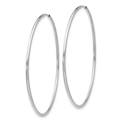 14K White Gold Polished Endless Tube Hoop Earrings