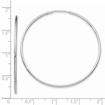 14K White Gold Polished Endless Tube Hoop Earrings