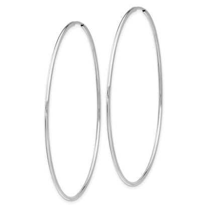 14K White Gold Polished Endless Tube Hoop Earrings
