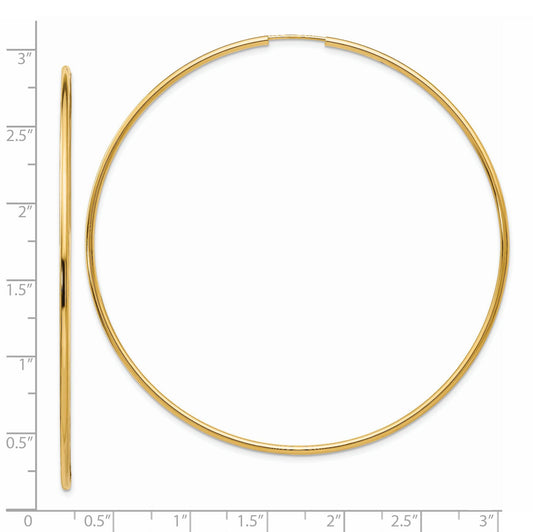 14K Yellow Gold Endless Hoop Earrings
