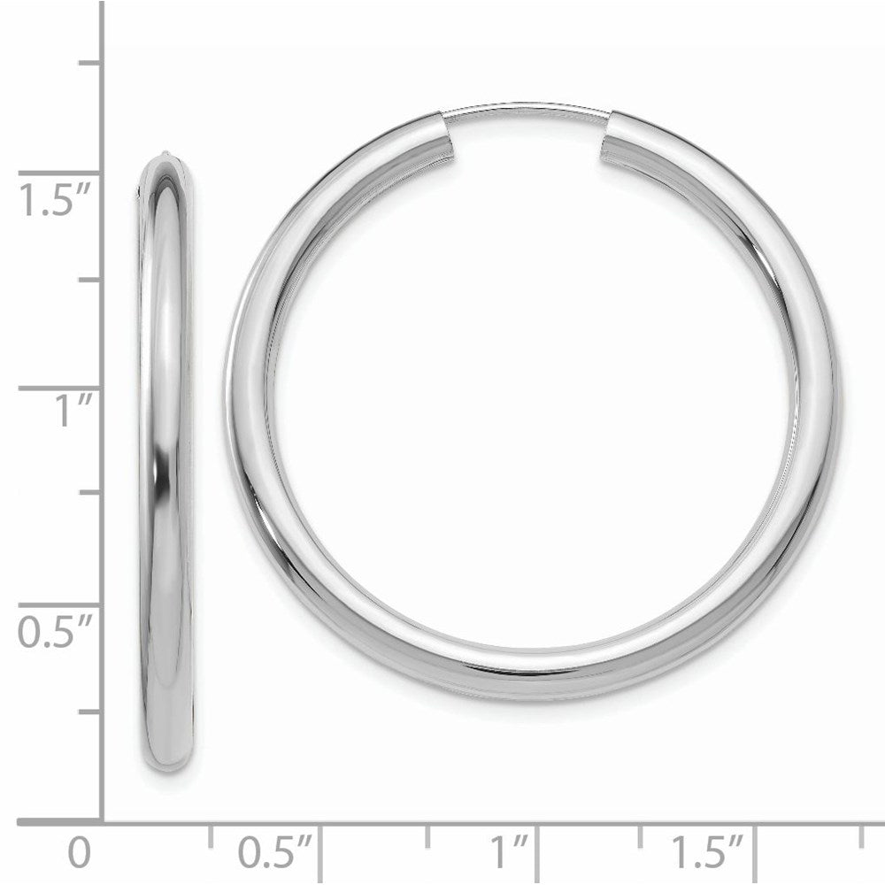14K White Gold Polished Endless Tube Hoop Earrings