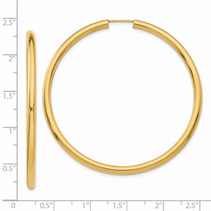 14K Yellow Gold Polished Endless Tube Hoop Earrings