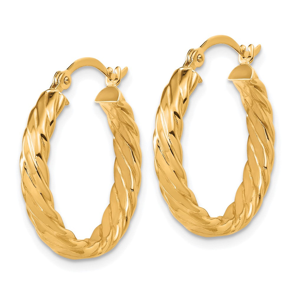 14K Yellow Gold Small 3mm Patterned Hoop Earrings