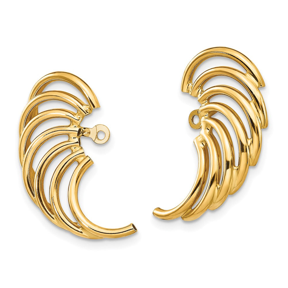 14K Yellow Gold Polished Swirl Shaped Earring Jackets