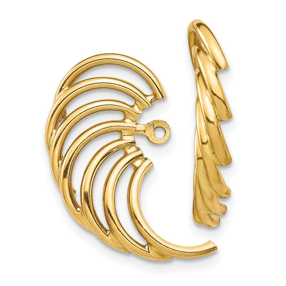 14K Yellow Gold Polished Swirl Shaped Earring Jackets