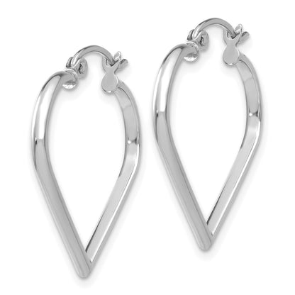 14K White Gold 2mm Heart Hoop Earrings