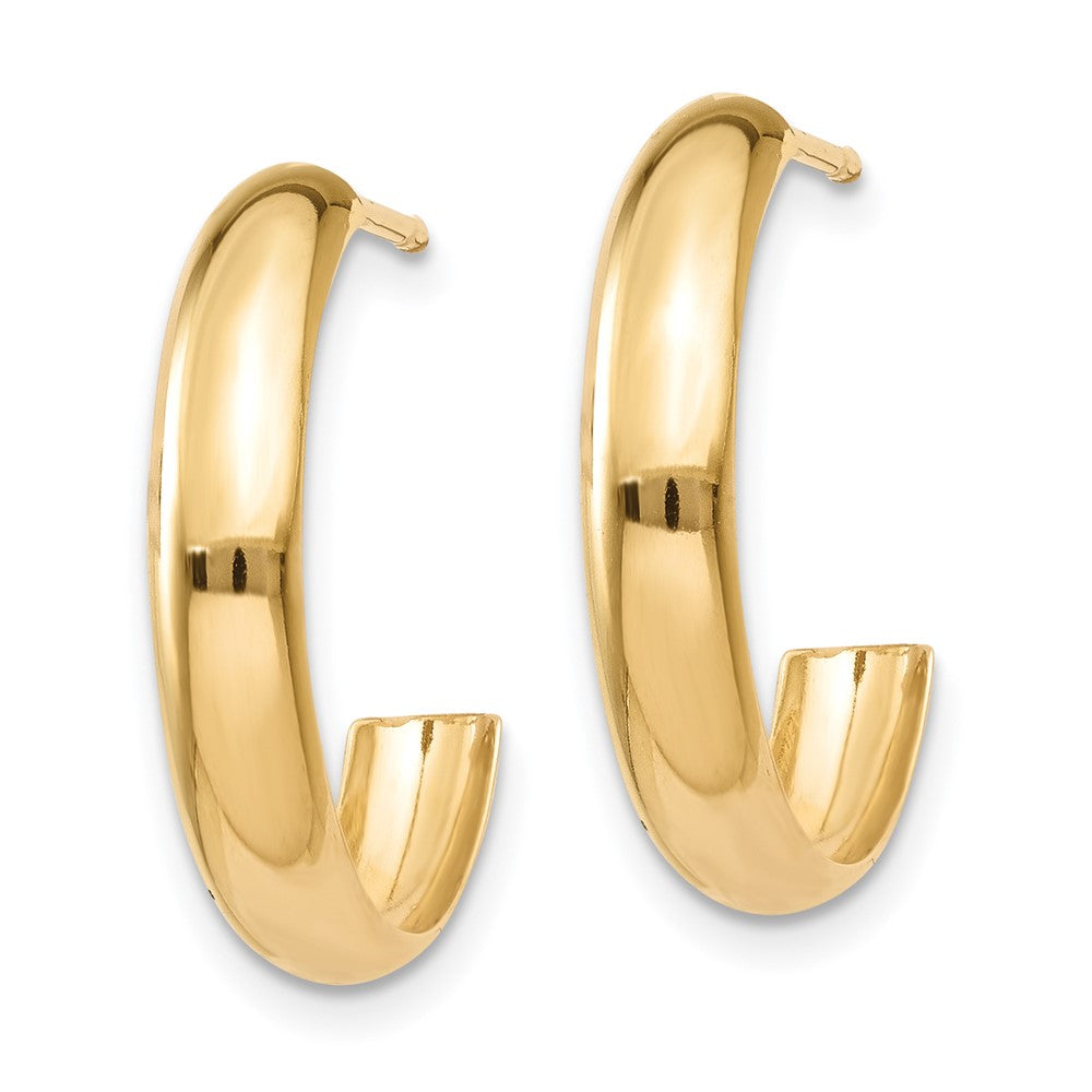 14K Yellow Gold Polished 3.5mm J-Hoop Earrings