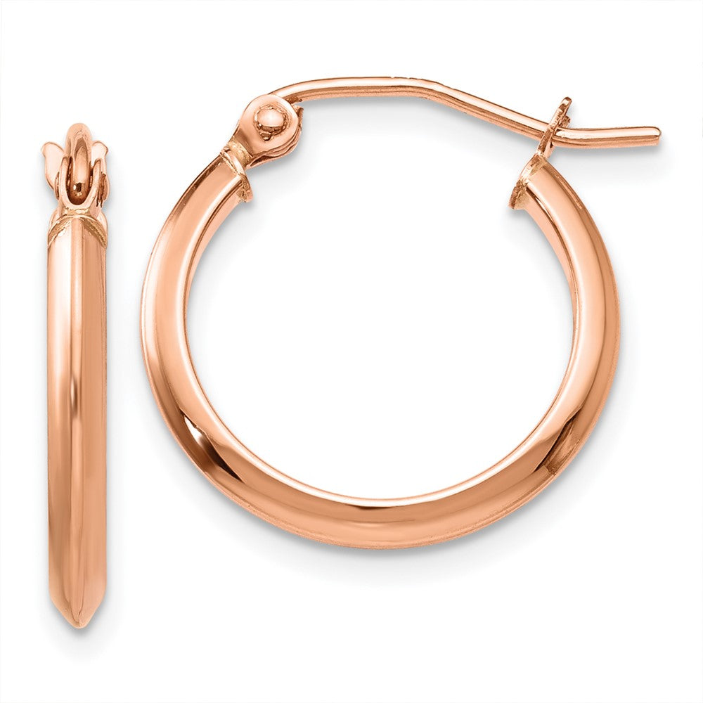 14K Rose Gold 2.5mm Knife Edge Hoop Earrings