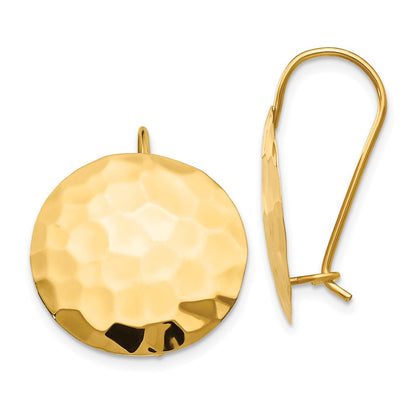 14K Yellow Gold Hammered Circle Earrings