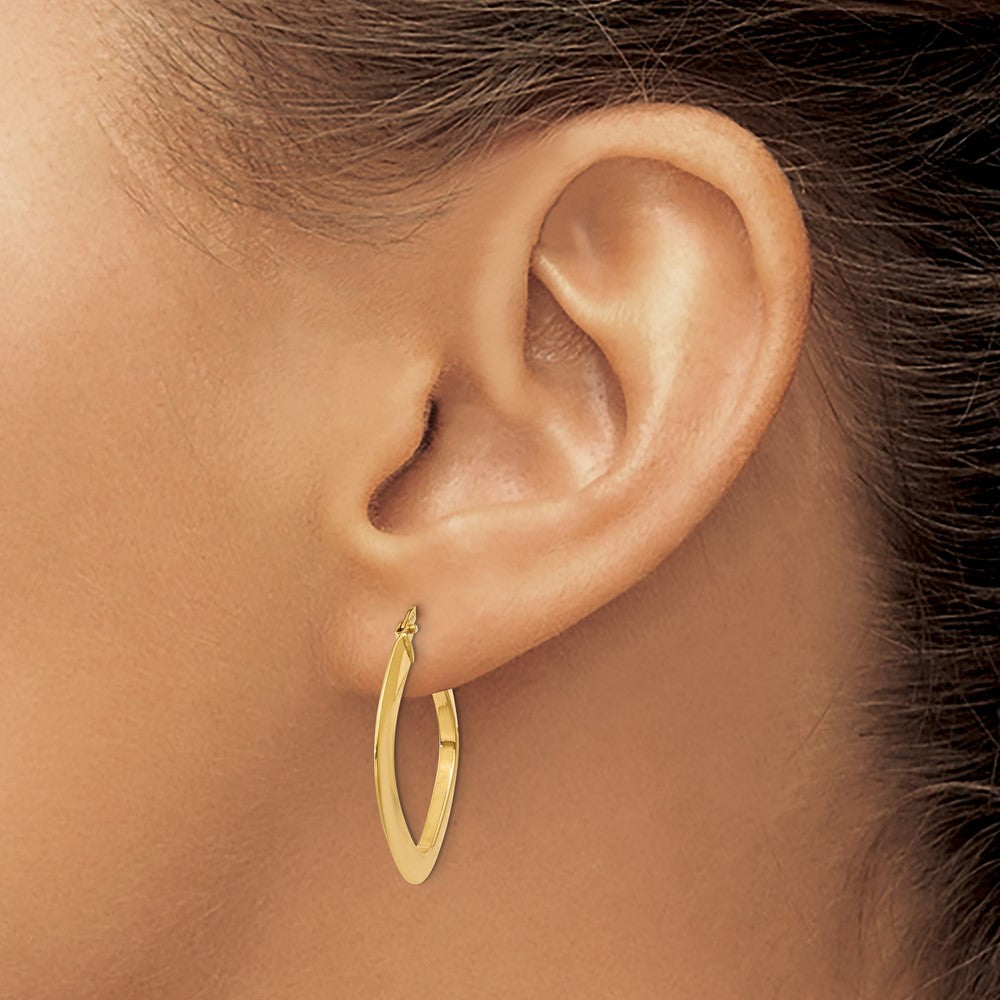 14K Yellow Gold Tapered Square Hoop Earrings