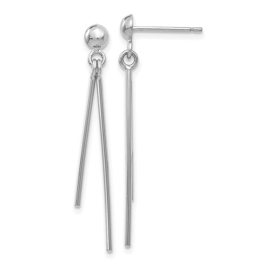 14K White Gold Polished Post Dangle Earrings