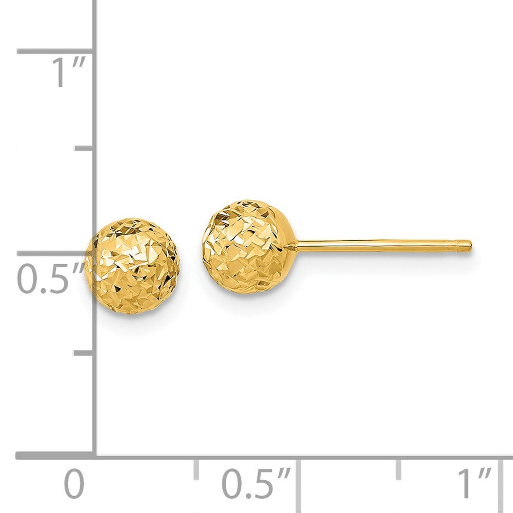 14K Yellow Gold 6mm Diamond-Cut Ball Post Earrings