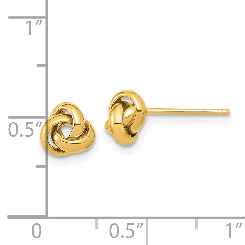 14K Yellow Gold Polished Love Knot Post Earrings