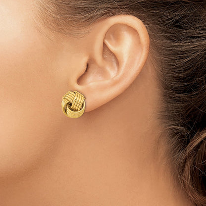 14K Yellow Gold Polished Love Knot Post Earrings