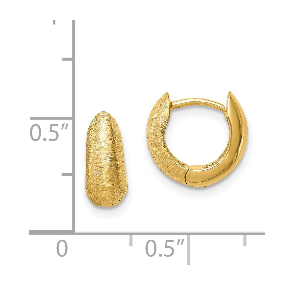 14K Yellow Gold Textured Hoop Earrings