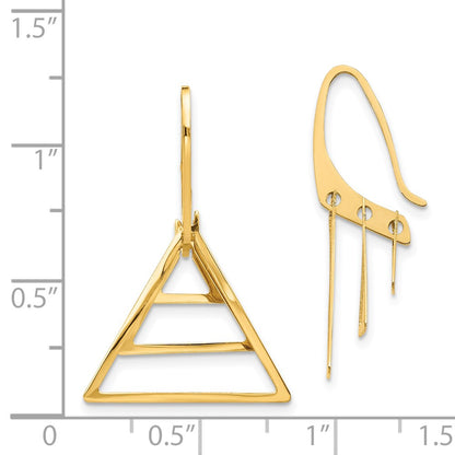 14K Yellow Gold Triple Triangle Dangle Earrings