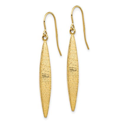 14K Yellow Gold Brushed Dangle Earrings