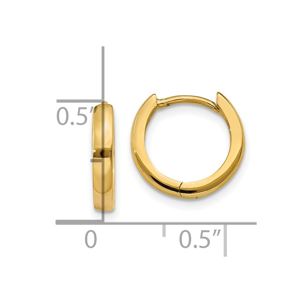 14K Yellow Gold 2.25mm Round Hinged Hoop Earrings