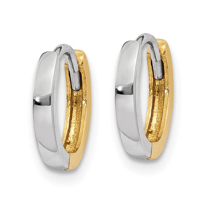 14K Two-Tone 1.5mm Round Hinged Hoop Earrings