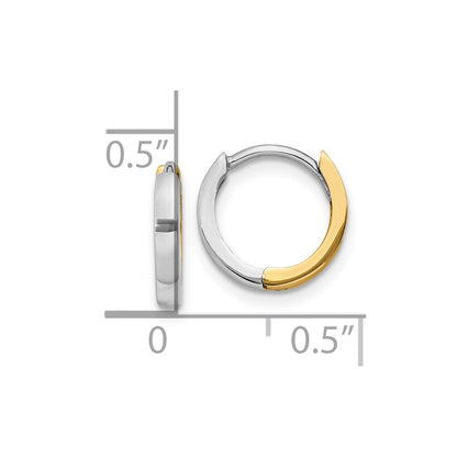 14K Two-Tone 1.5mm Round Hinged Hoop Earrings