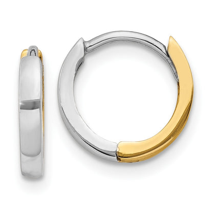 14K Two-Tone 1.5mm Round Hinged Hoop Earrings