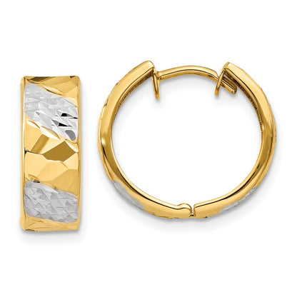 14K Yellow & Rhodium 5mm Diamond-Cut Hoop Earrings