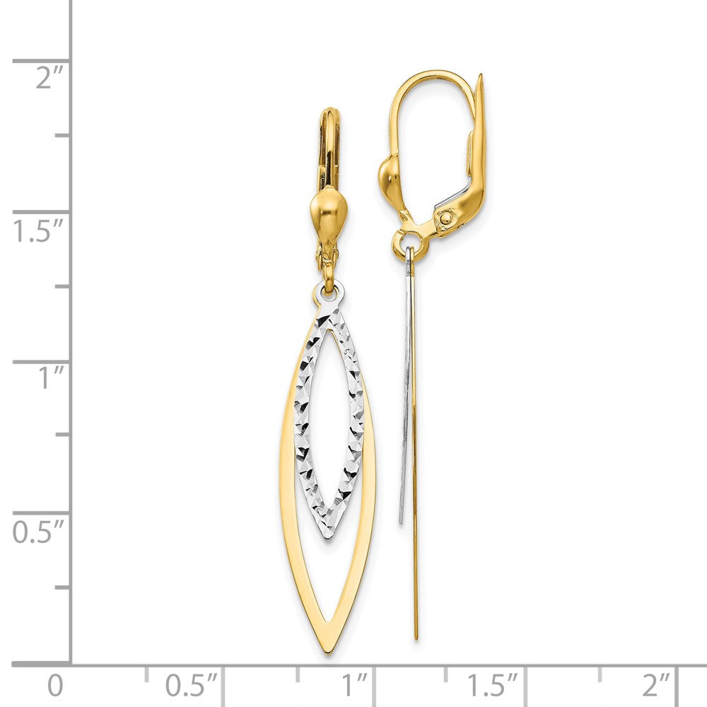 14K Two-Tone Diamond-Cut Leverback Earrings