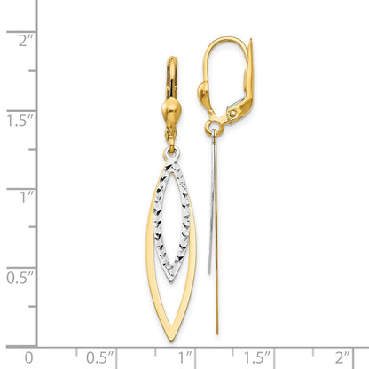 14K Two-Tone Diamond-Cut Leverback Earrings