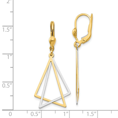14K Two-Tone Leverback Drop Earrings
