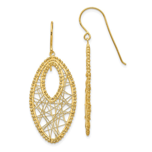 14K Yellow Gold Oval & Web Earrings