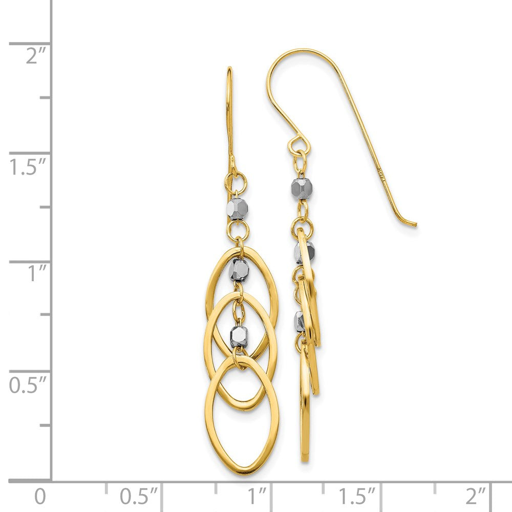 14K Two-Tone Oval Beaded Dangle Earrings